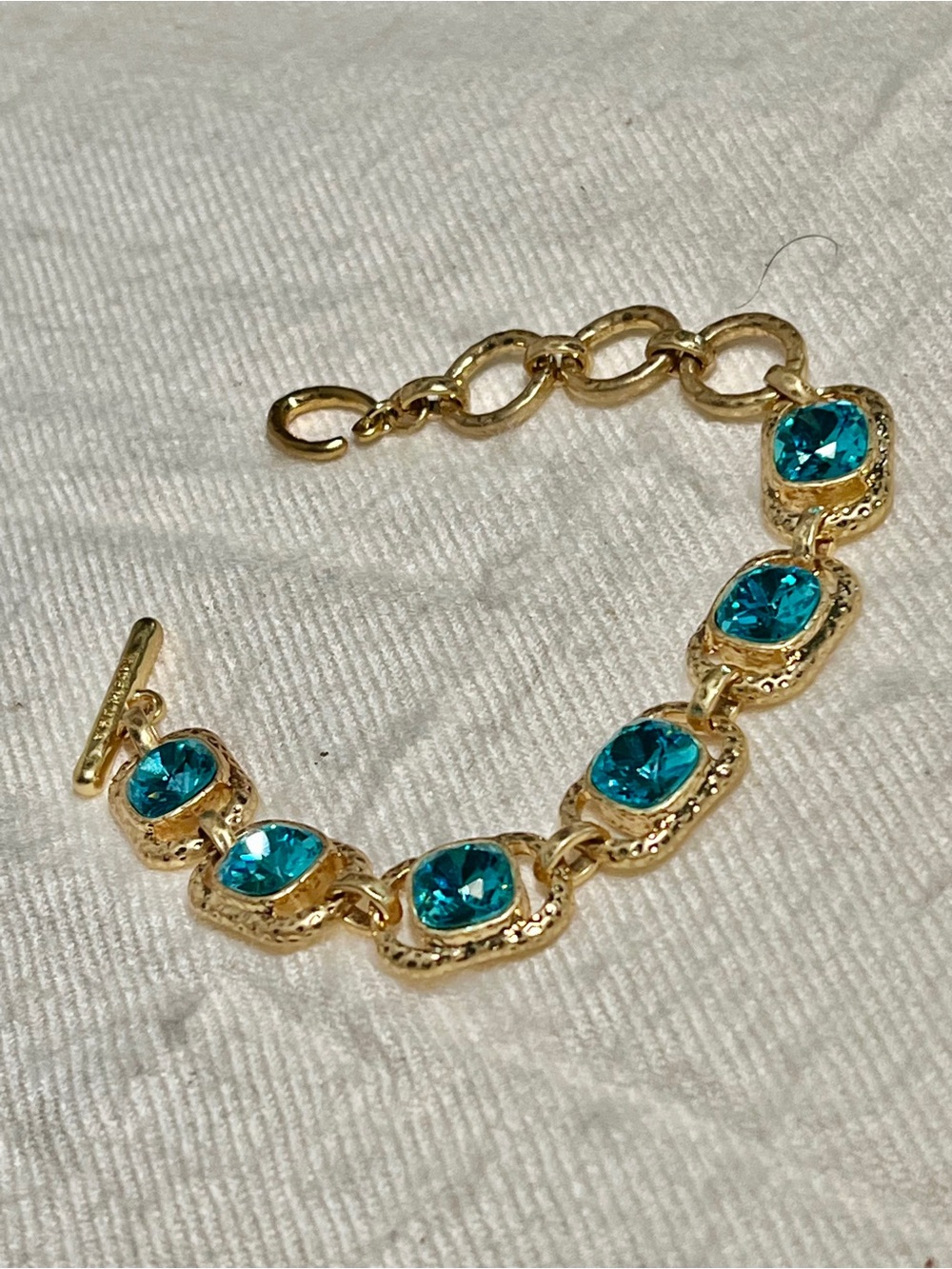 Oscar de la Renta Vintage Green Cryst Zircon Bracelet Genuine Gold Plated - Picture 6 of 10